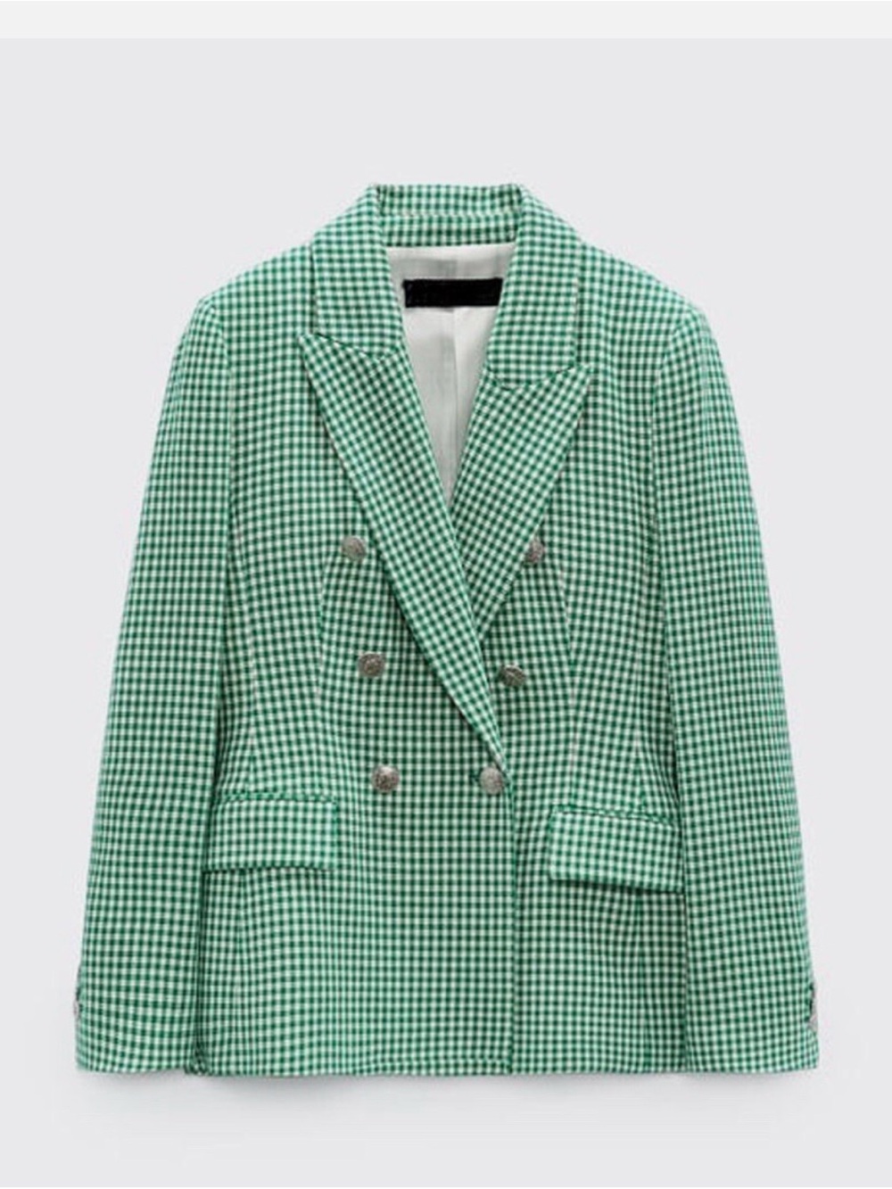 Zara Jacket Emily in Paris Green Houndstooth